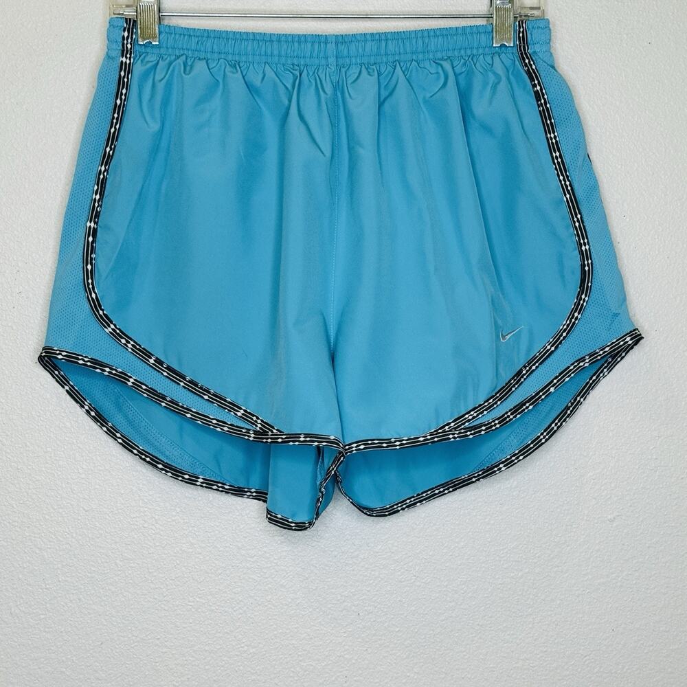 Nike Dri Fit Athletic Running Shorts‎ Womens Size Large Teal Elastic Waist Lined